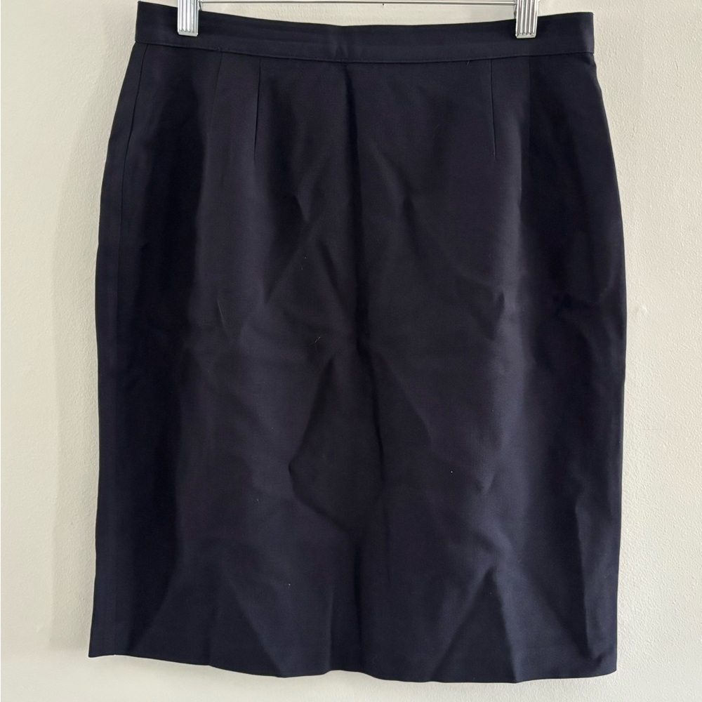 Bianca Nygard Navy 100% Wool Vintage Retro Classic Straight Women's Skirt Sz. 12